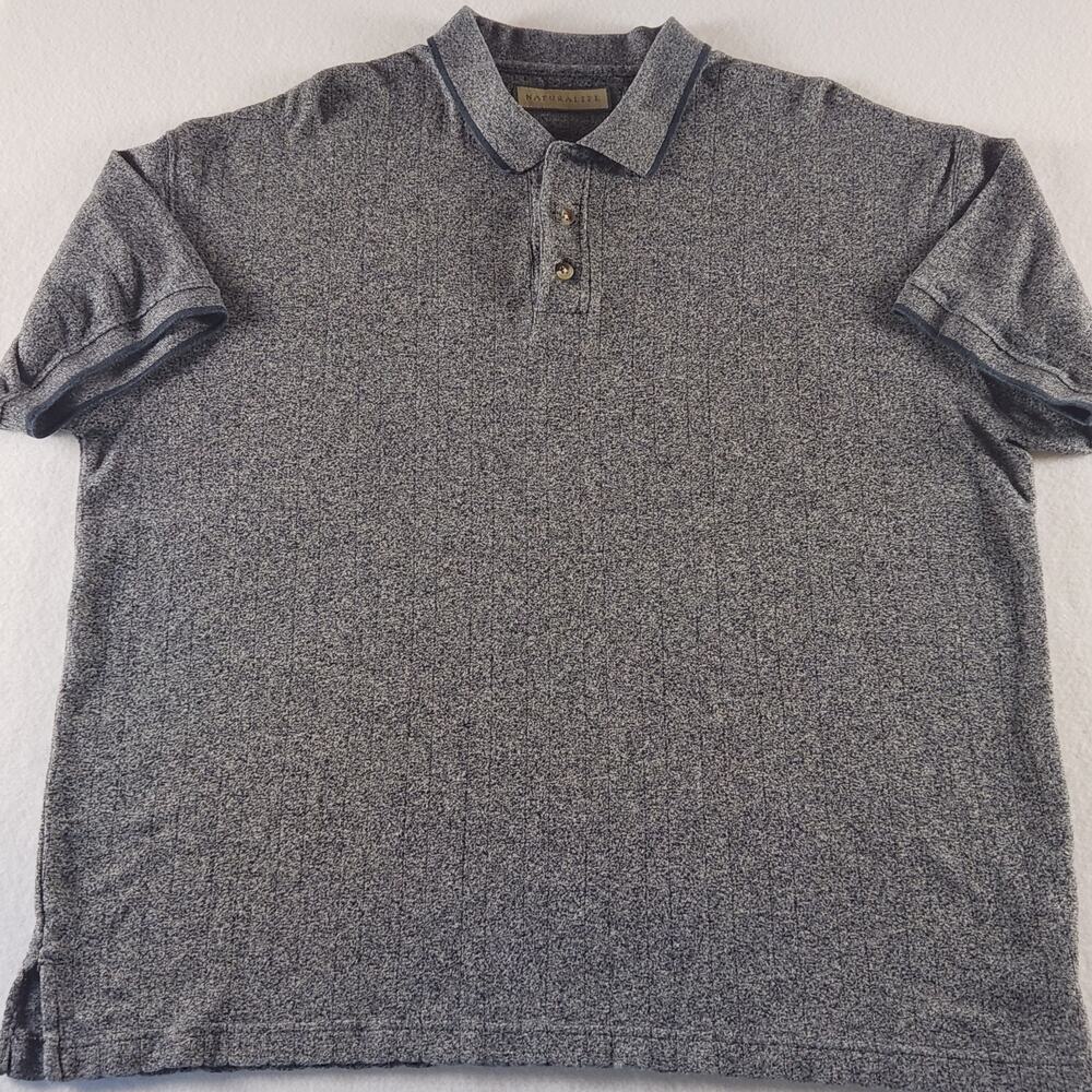 Natural Life Cotton Heather Grey Short Sleeve Polo Men's XL Preppy Classic